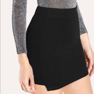 Black Solid Knit Bodycon Skirt